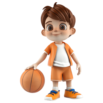 AI generated 3D Rendering of a Cartoon of Boy Playing Basketball on Transparent Background - Ai Generated png