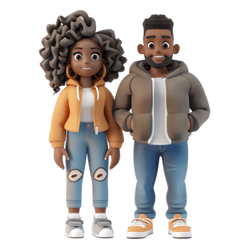AI generated 3D Rendering of a Cartoon of Happy Cute Couple Standing on Transparent Background - Ai Generated png