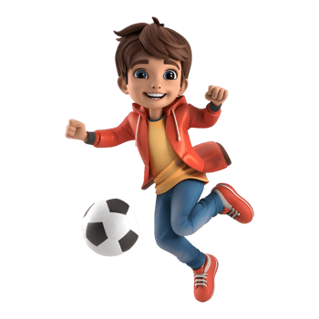 AI generated 3D Rendering of a Cartoon of Boy Playing Football on Transparent Background - Ai Generated png