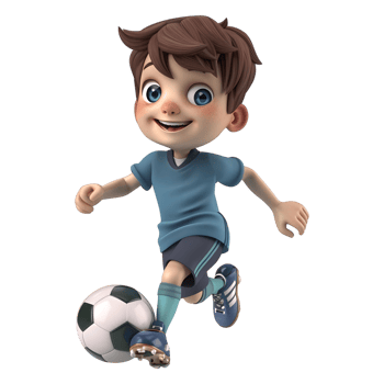 AI generated 3D Rendering of a Cartoon of Boy Playing Football on Transparent Background - Ai Generated png
