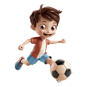 AI generated 3D Rendering of a Cartoon of Boy Playing Football on Transparent Background - Ai Generated png