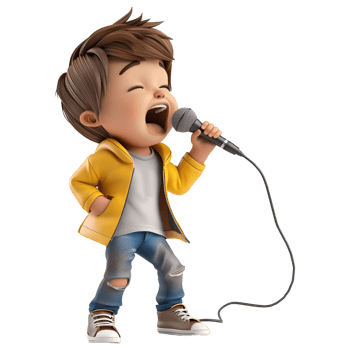 AI generated 3D Rendering of a Cartoon of Boy Singing in Microphone on Transparent Background - Ai Generated png