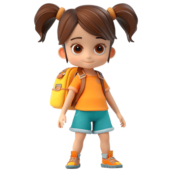 AI generated 3D Rendering of a Cartoon of Cute Young Girl Wearing School Bag on Transparent Background - Ai Generated png
