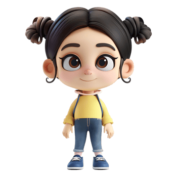 AI generated 3D Rendering of a Cartoon of Cute Young Girl Standing on Transparent Background - Ai Generated png