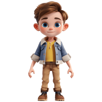 AI generated 3D Rendering of a Cartoon of Cute Young Boy Standing on Transparent Background - Ai Generated png