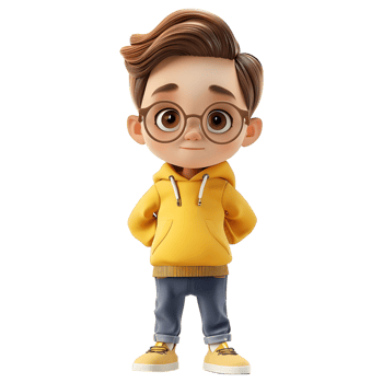AI generated 3D Rendering of a Cartoon of Cute Young Boy Standing on Transparent Background - Ai Generated png
