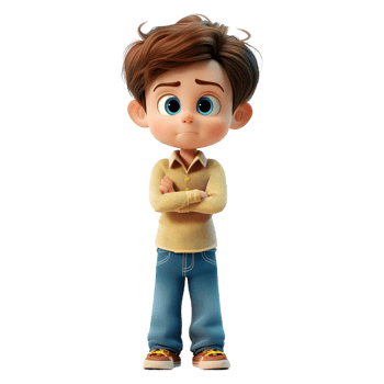 AI generated 3D Rendering of a Cartoon of Cute Young Boy Standing on Transparent Background - Ai Generated png