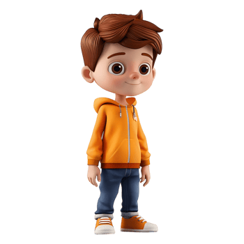 AI generated 3D Rendering of a Cartoon of Cute Young Boy Standing on Transparent Background - Ai Generated png