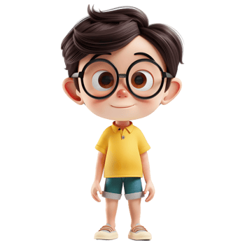 AI generated 3D Rendering of a Cartoon of Cute Young Boy Standing on Transparent Background - Ai Generated png