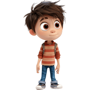 AI generated 3D Rendering of a Cartoon of Cute Young Boy Standing on Transparent Background - Ai Generated png