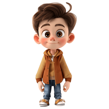 AI generated 3D Rendering of a Cartoon of Cute Young Boy Standing on Transparent Background - Ai Generated png