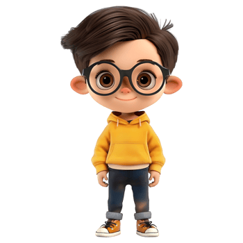 AI generated 3D Rendering of a Cartoon of Cute Young Boy Standing on Transparent Background - Ai Generated png