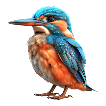 AI generated 3D Rendering of a Cartoon of River kingfishers on Transparent Background - Ai Generated png