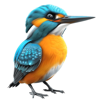 AI generated 3D Rendering of a Cartoon of River kingfishers on Transparent Background - Ai Generated png