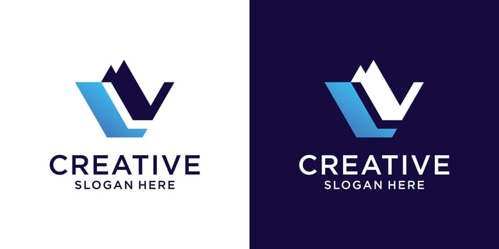 Letter LV design mountain monogram logo vector