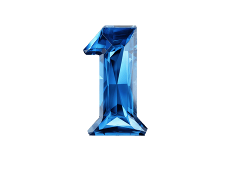 AI generated number one made of sapphire with transparent background png