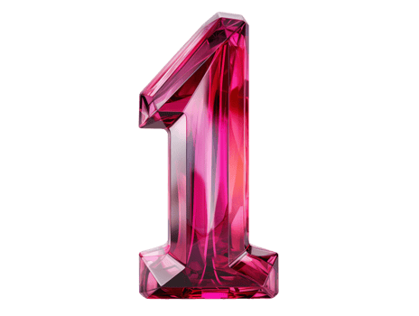 AI generated number one made of ruby with transparent background png
