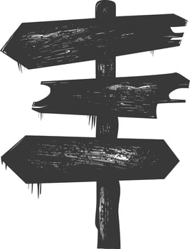 AI generated Silhouette wooden directional signboard black color only vector