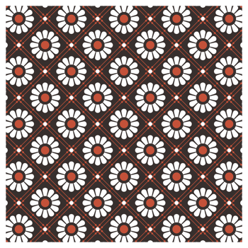 White Daisy Flowers Diamond Check Pattern png