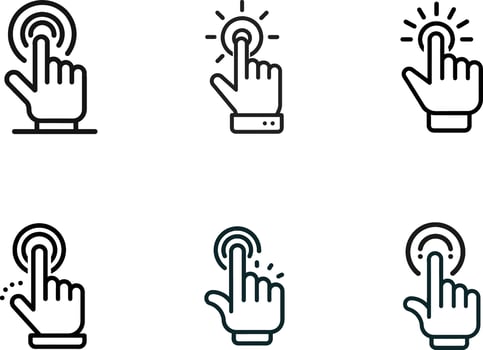 touch icon set, vector illustration, black and white illustration