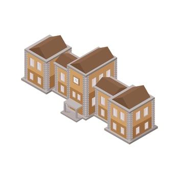 Illustrated isometric school building vector