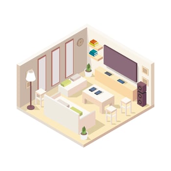 Isometric lounge room on a background vector