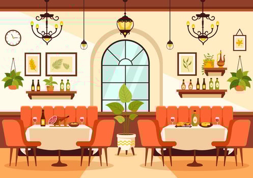 Spanish Restaurant Vector Illustration with Various of Food Menu Traditional Dish Typical Recipe and Cuisine in Flat Cartoon Background Design