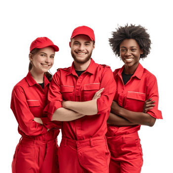 AI generated A Group of Man and Woman Delivery Worker from Different Race Smile to The Camera png