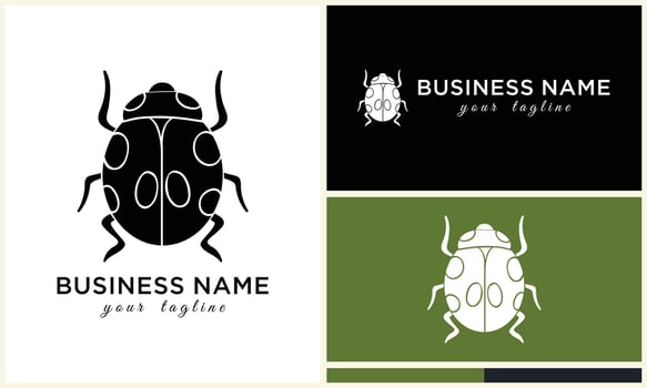 silhouette ladybug beetles logo template vector