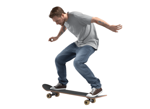 AI generated 3D render man play skateboard isolated png