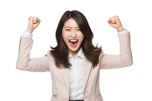 AI generated portrait of happy and joyful asian businesswoman png