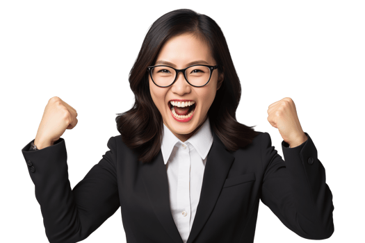AI generated portrait of happy and joyful asian businesswoman png