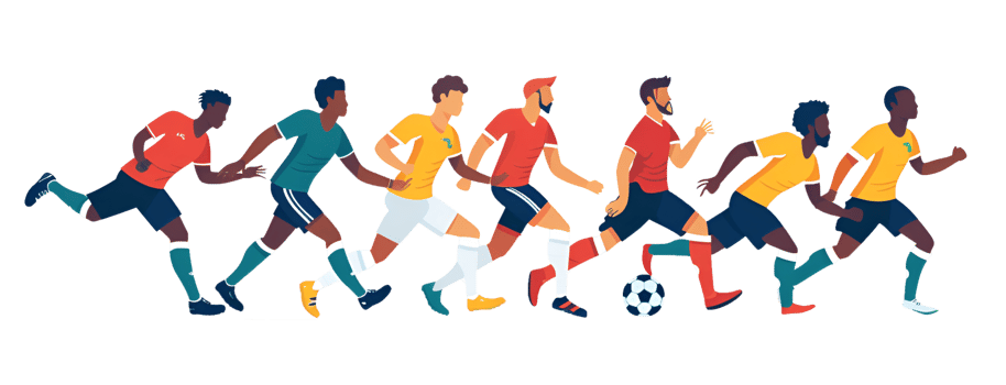 AI generated Flat design group of man football players png