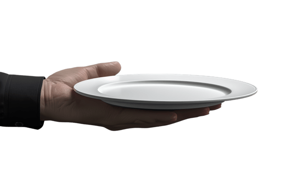 AI generated Portrait Waiter tray butler serve hold plate png