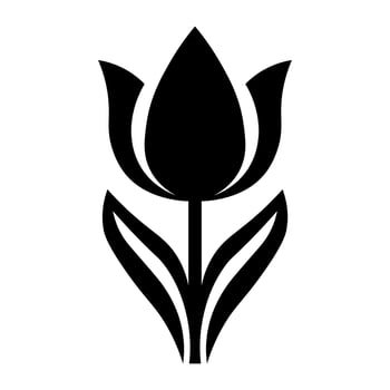 black vector tulip icon isolated on white background