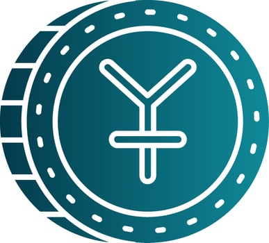 Yuan Glyph Gradient Round Corner Icon vector