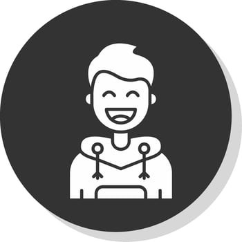 Happy Glyph Grey Circle Icon vector