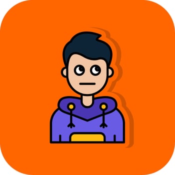 Rolling eyes Filled Orange background Icon vector
