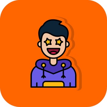 Famous Filled Orange background Icon vector