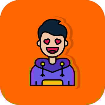 In love Filled Orange background Icon vector