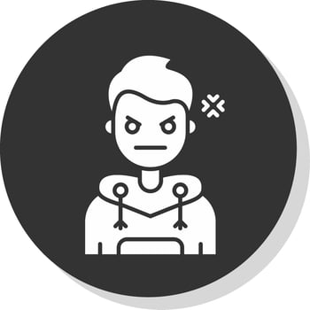 Angry Glyph Grey Circle Icon vector