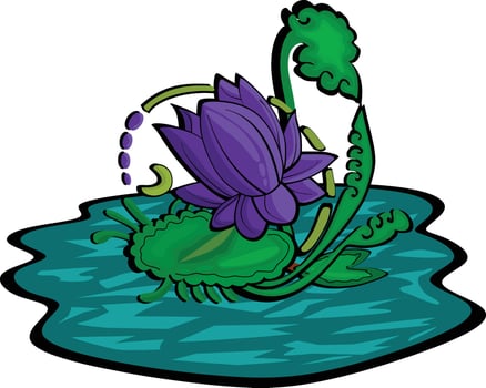 Illustration of Blue Water lily Flower on Water vector