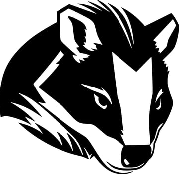 Badger, Black and White Vector illustration