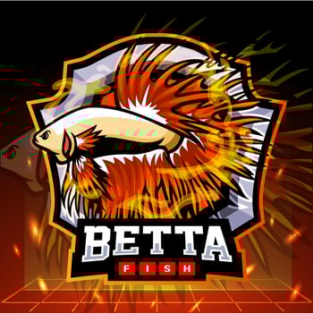Crown tail Betta fish mascot. esport logo design vector