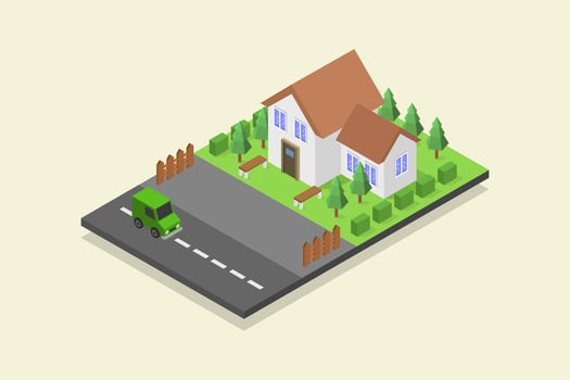 Illustrated isometric house vector