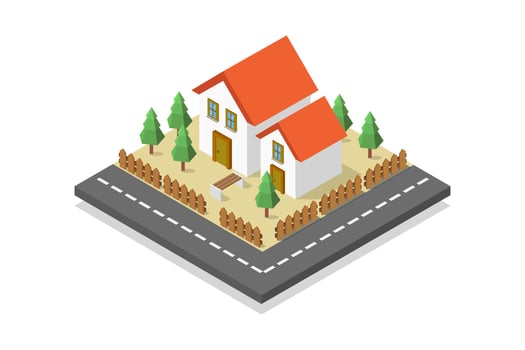 Illustrated isometric house vector