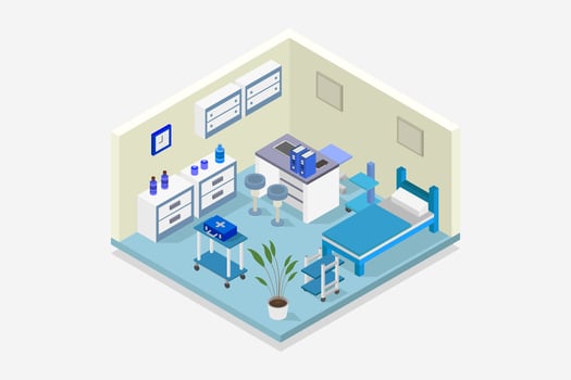 Doctor clinic room isometric illustrated vector