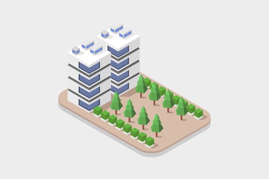 Illustrated isometric skyscraper vector