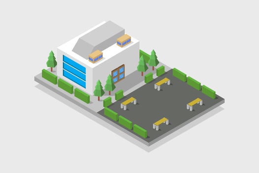 Supermarket restaurant isometric illustrated vector