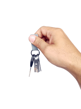 The man holds the keys in her hand, transparent background png